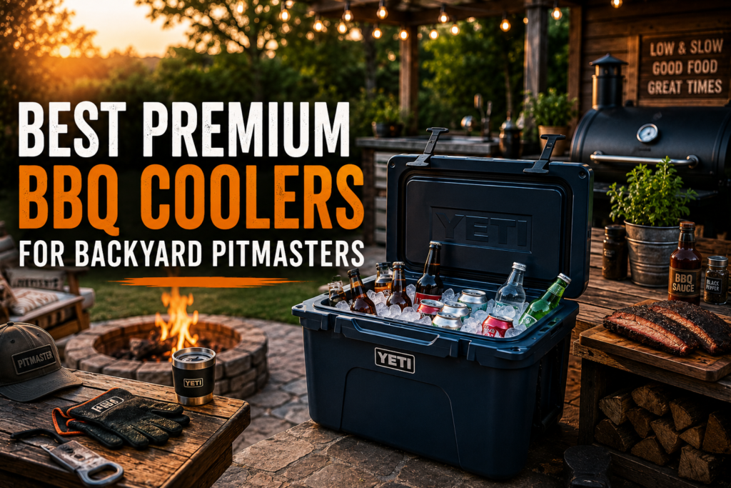 Best premium BBQ coolers beside smoker setup