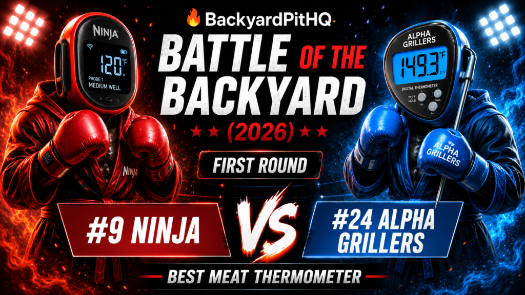 BackyardPitHQ Battle of the Backyard 2026 Ninja vs Alpha Grillers meat thermometer showdown