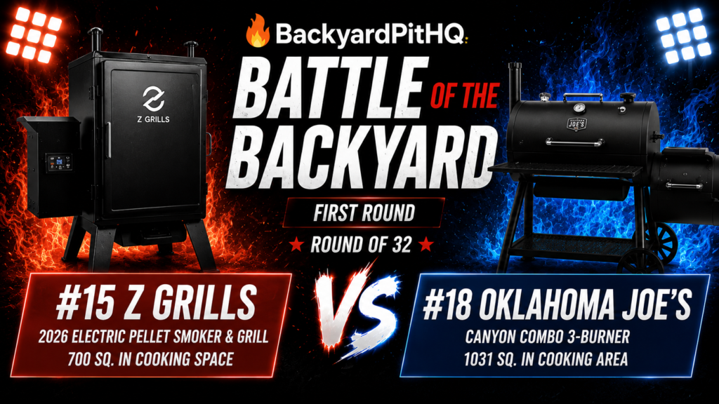 Z Grills vs Oklahoma Joe's BackyardPitHQ Round of 32 best smoker tournament showdown