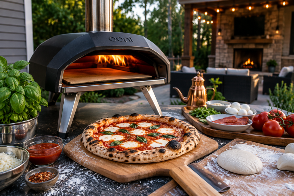 Best outdoor pizza ovens cooking stone-fired pizza on backyard patio